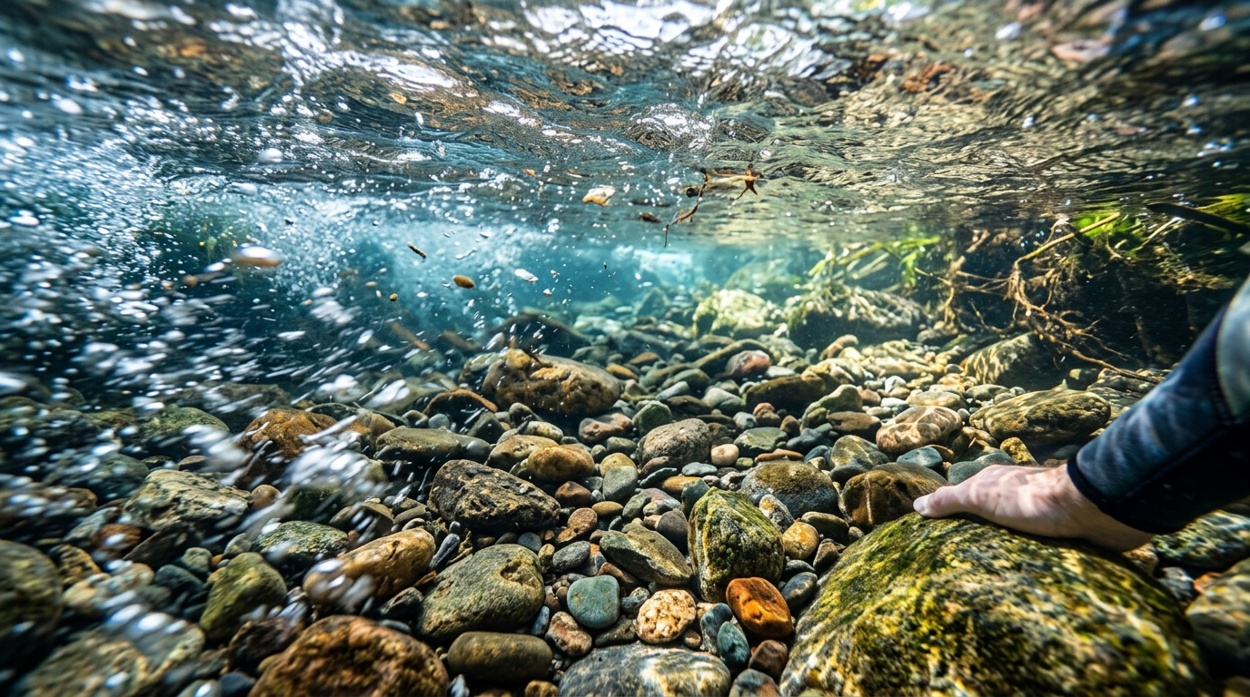 Río de montaña con aguas cristalinas